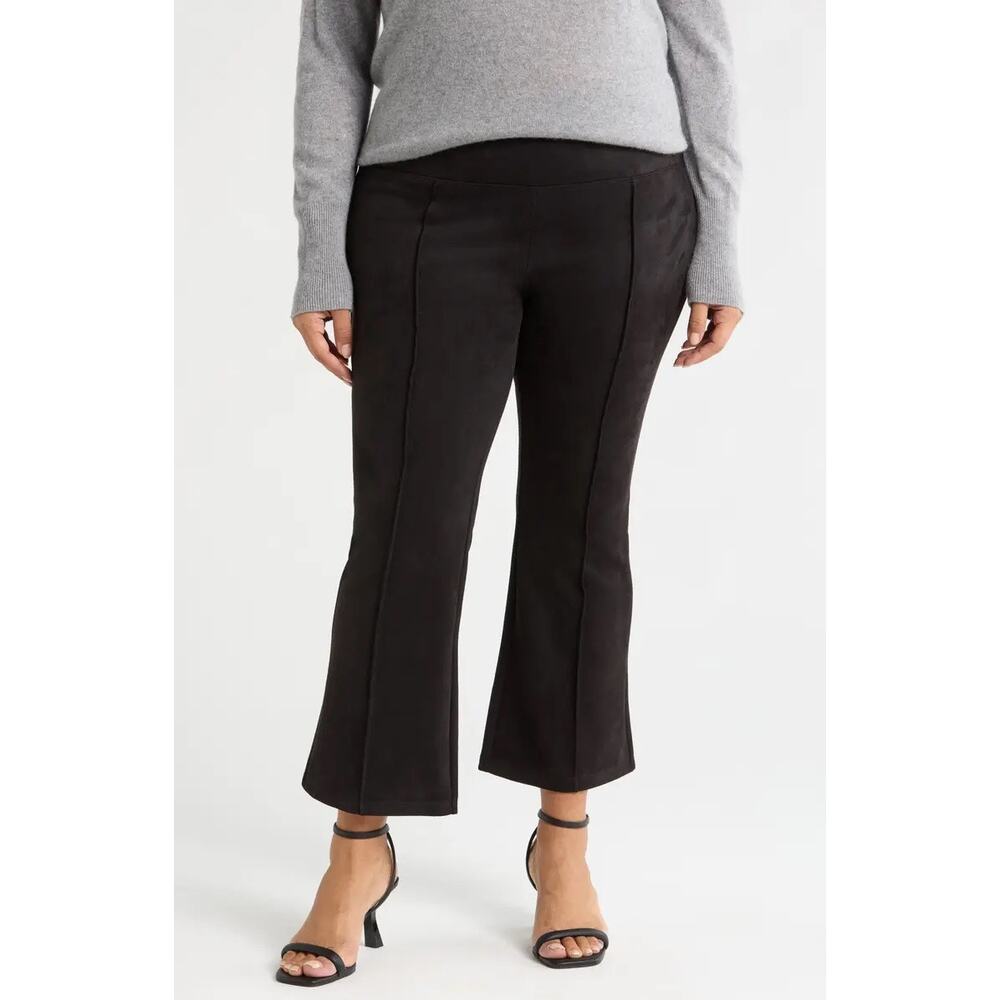 Liverpool Flare Pants Women’s 2X NWT Black Pearl Pintuck Stretch Faux Suede Crop